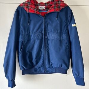 Vintage Action Wear Hooded Jacket; Navy Blue (S)